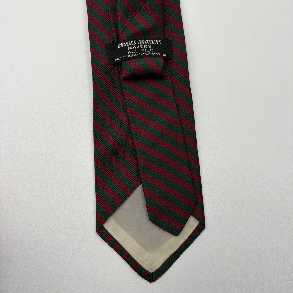 Brooks Brothers Tie Mens Burgundy Green Striped All Silk Repp Classic USA 3.5
